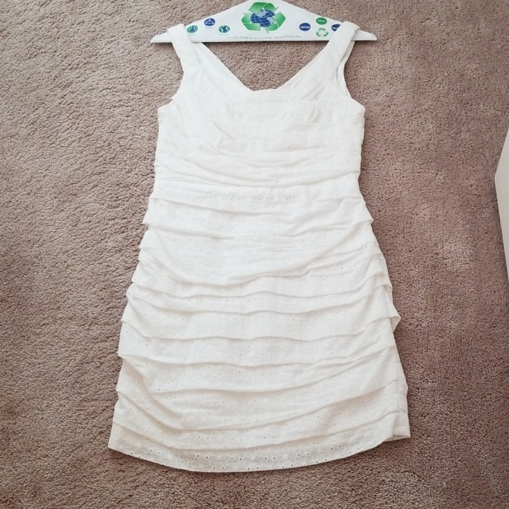 White eyelet rouched dress from Express